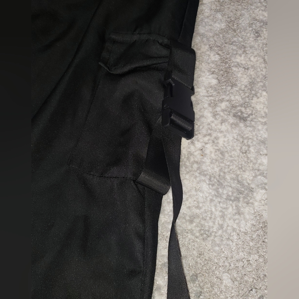 Cargo Black Pants With Strap & Clip Side Pockets - Picture 3 of 4